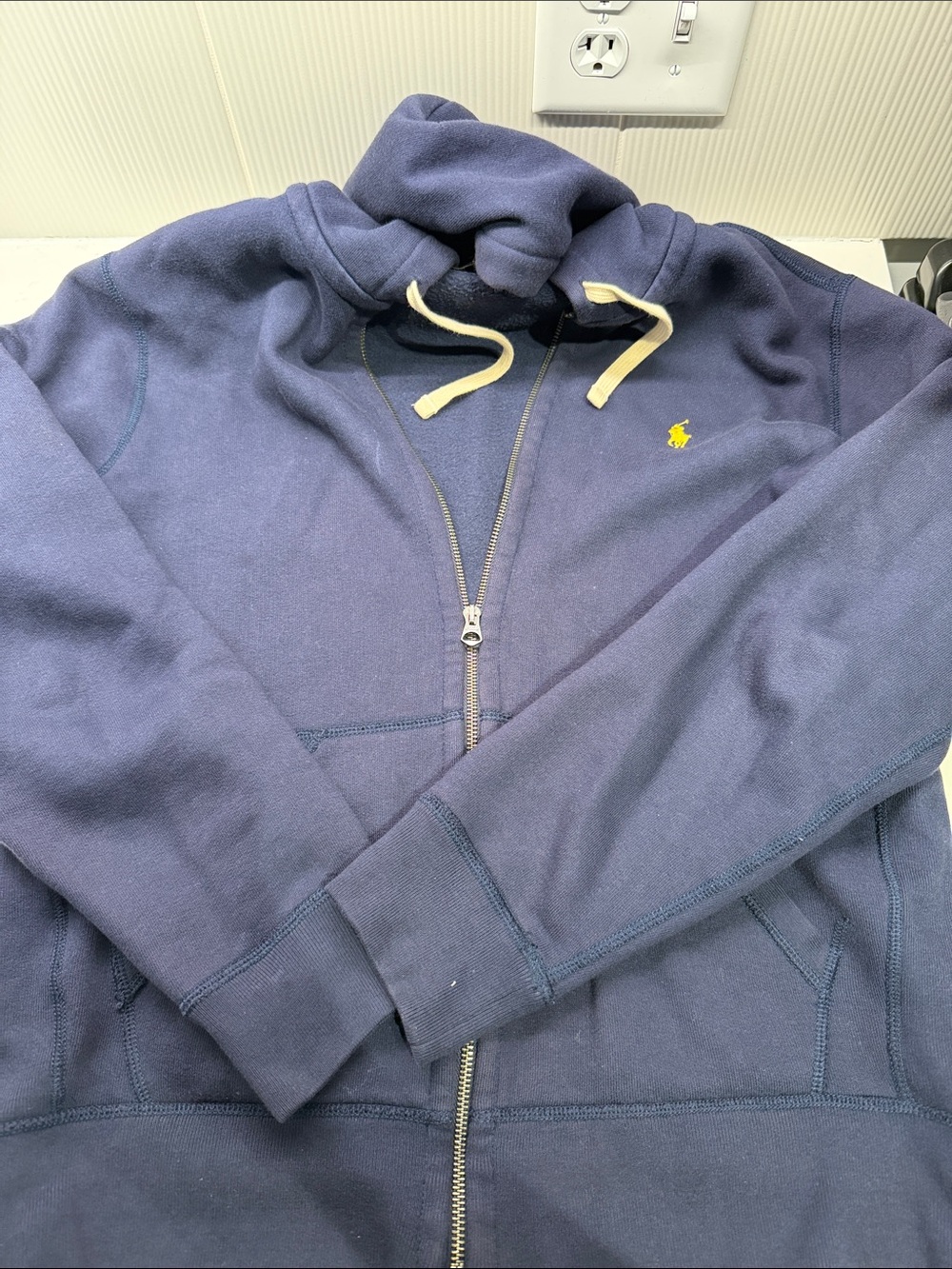 Polo by Ralph Lauren Navy Zip-Up Hoodie with Yellow Pony